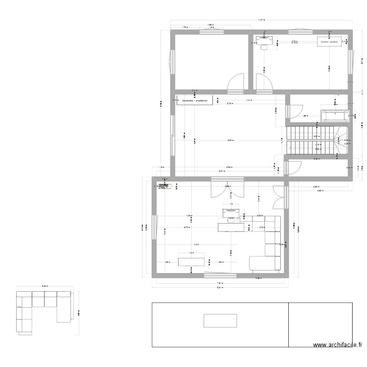 BOULGHAR RDC. Plan de 3 pièces et 41 m2