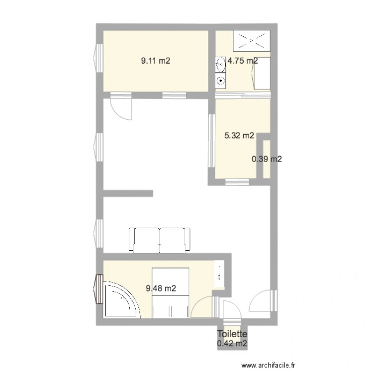 Appartement Idée reconfiguration . Plan de 0 pièce et 0 m2