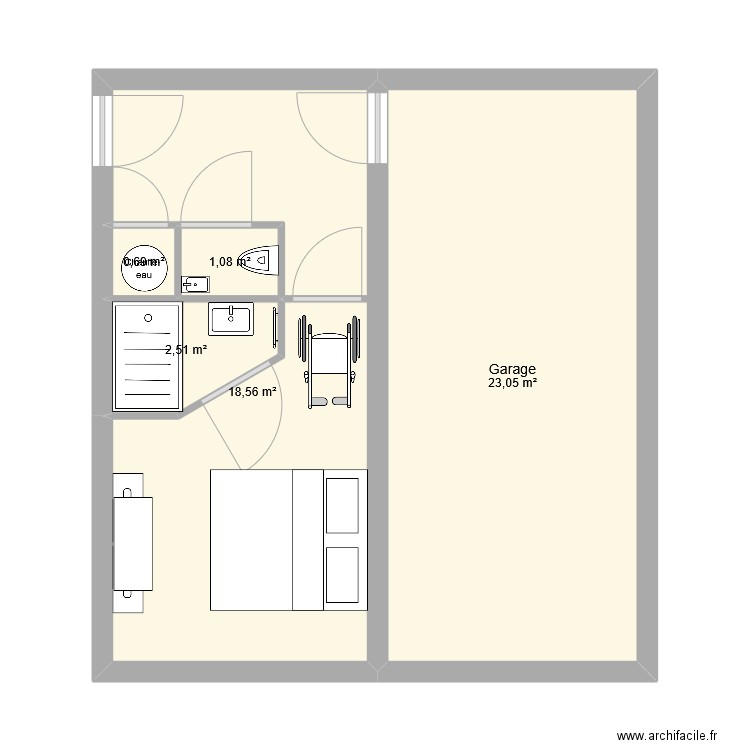 GARAGE 2. Plan de 5 pièces et 46 m2