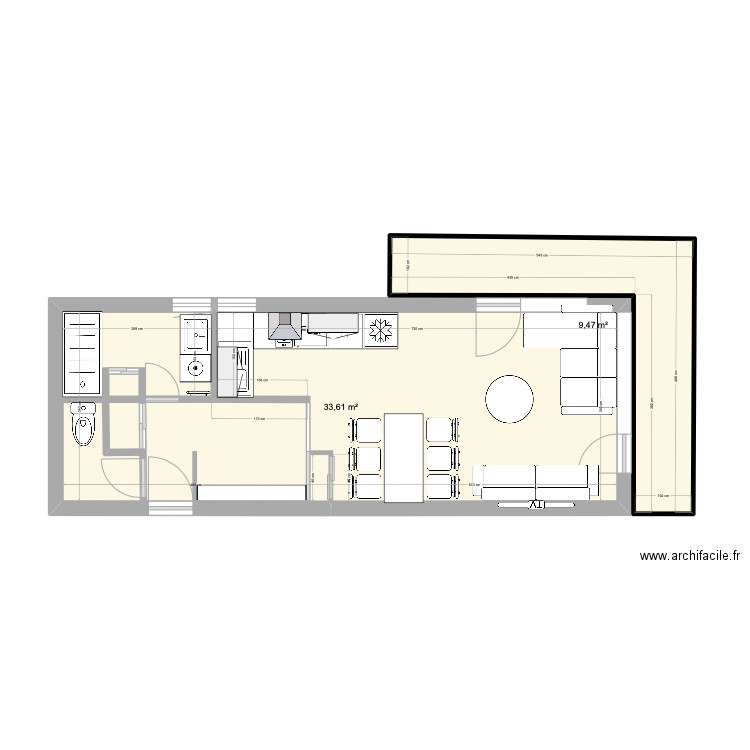 Le collet d'allevard 3. Plan de 2 pièces et 43 m2