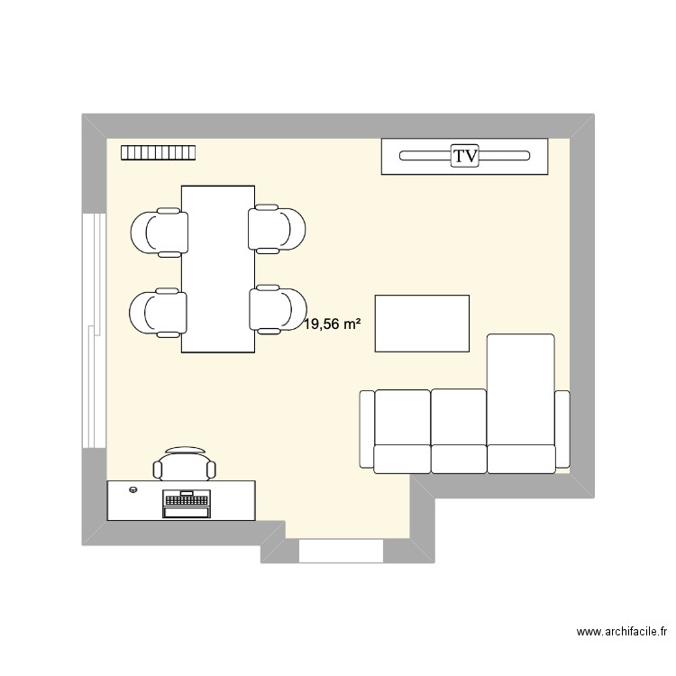 Salon Canapé contre le mur. Plan de 0 pièce et 0 m2