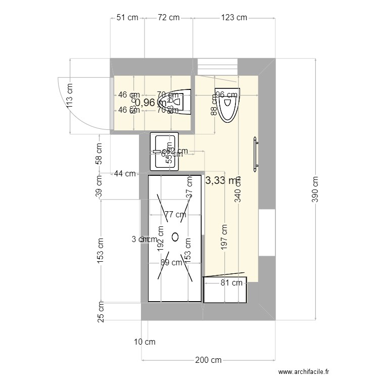 chambre4. Plan de 2 pièces et 4 m2