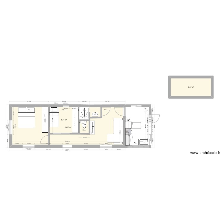 cabane amenagee version 2. Plan de 0 pièce et 0 m2