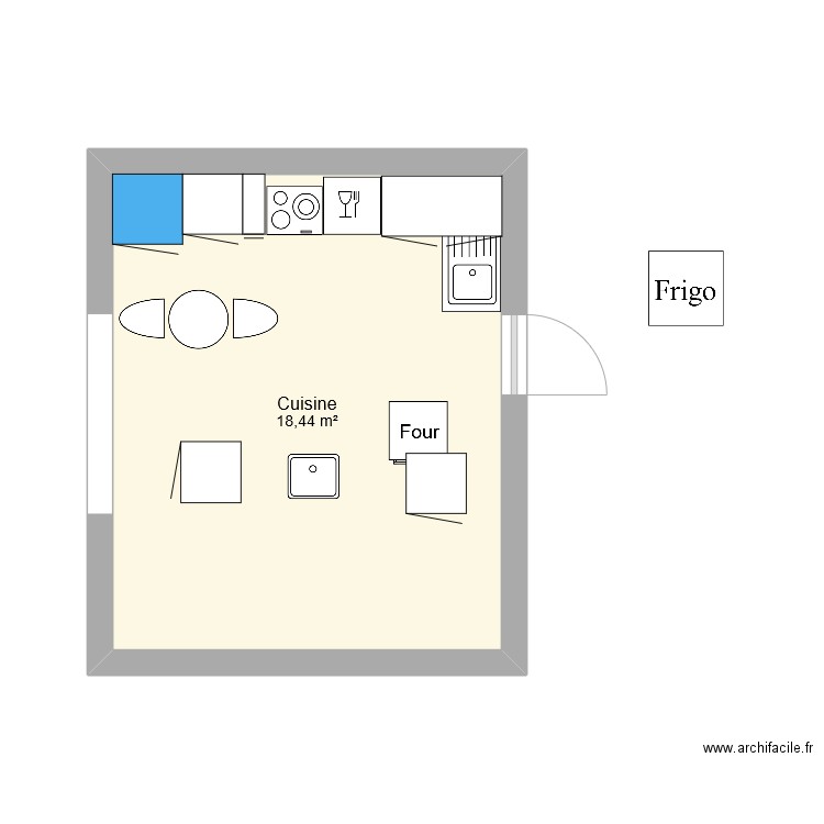 Cuisine NOBEL. Plan de 1 pièce et 18 m2