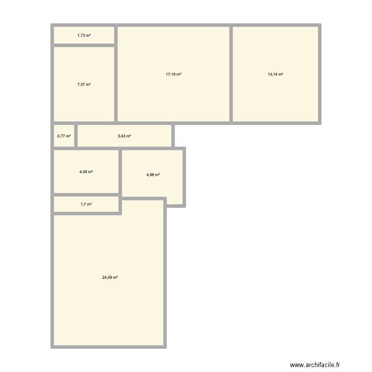 appartement pré des querelles . Plan de 10 pièces et 79 m2