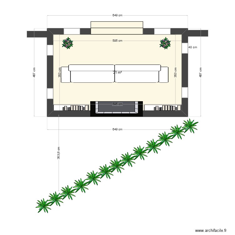 Salon d'Hiver Rosalinda 2bis. Plan de 1 pièce et 21 m2