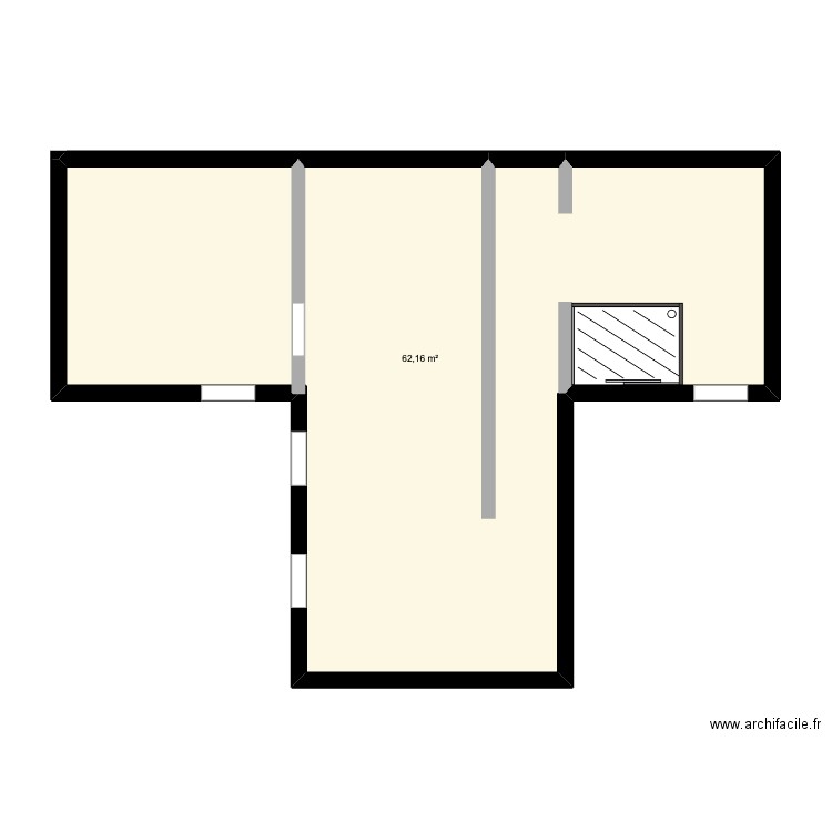 CLAUDE AVRILLE vide. Plan de 1 pièce et 62 m2