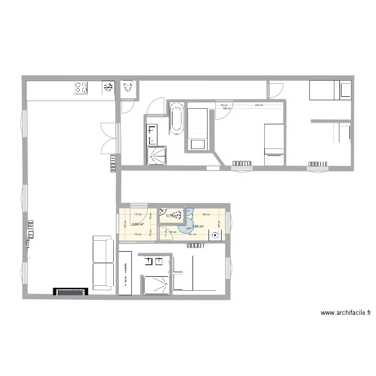 épinettes 2. Plan de 3 pièces et 7 m2