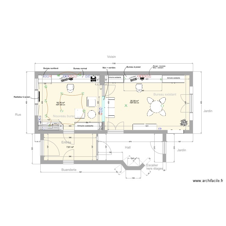 bureau. Plan de 0 pièce et 0 m2