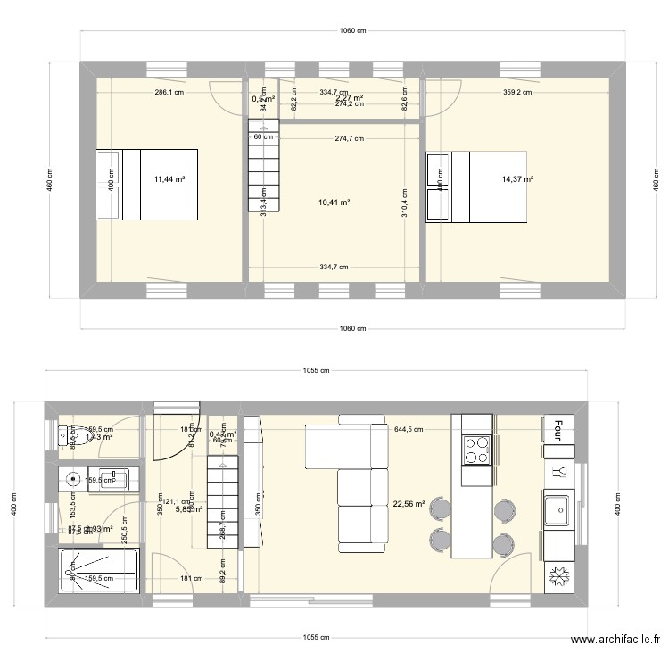 Little House. Plan de 10 pièces et 73 m2