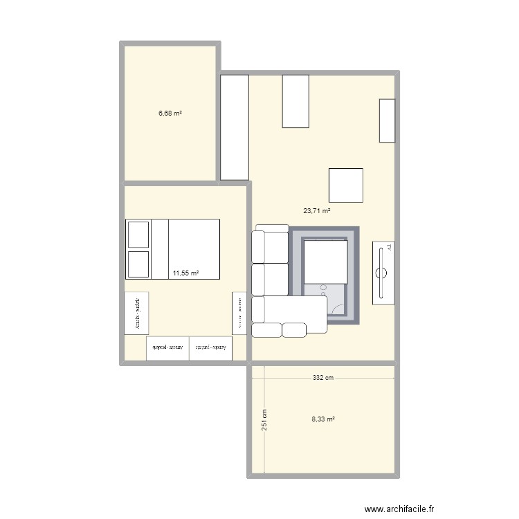 Aix. Plan de 4 pièces et 50 m2