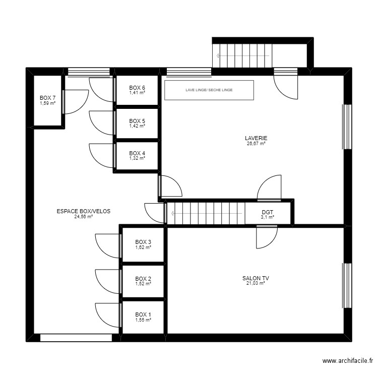 Flamand Rose S/Sol. Plan de 11 pièces et 86 m2