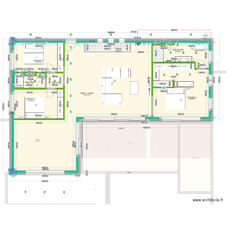 Plan store. Plan de 25 pièces et 375 m2