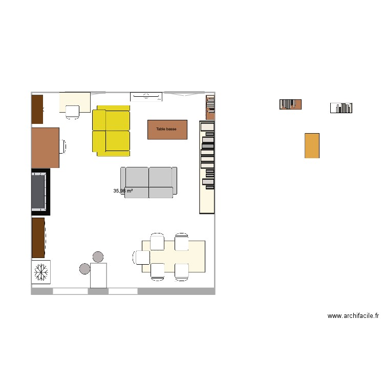 Appart Locquenghien. Plan de 1 pièce et 36 m2