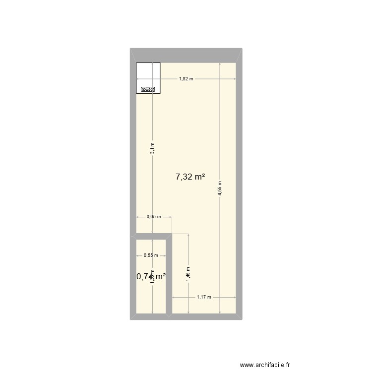 cuisine matthieu. Plan de 2 pièces et 8 m2