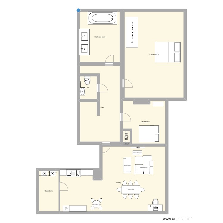 Appart. Plan de 11 pièces et 175 m2