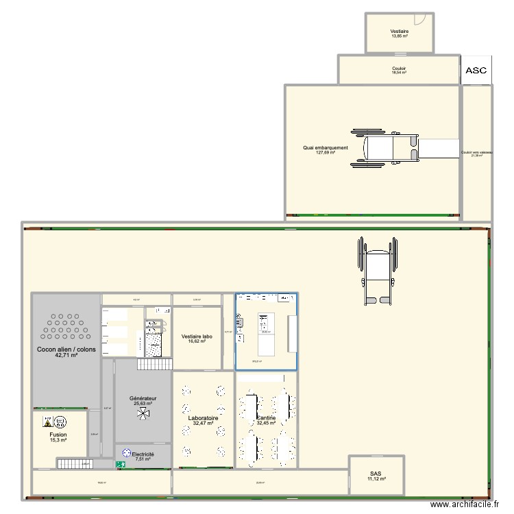 Escape Alien. Plan de 24 pièces et 1167 m2