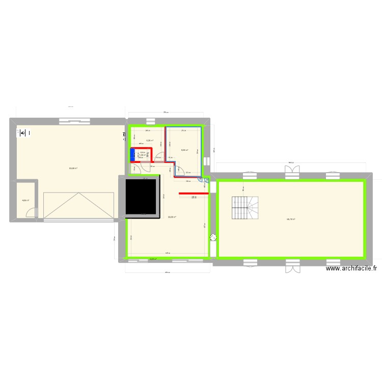 RDC neurdeusiere cotation. Plan de 9 pièces et 180 m2