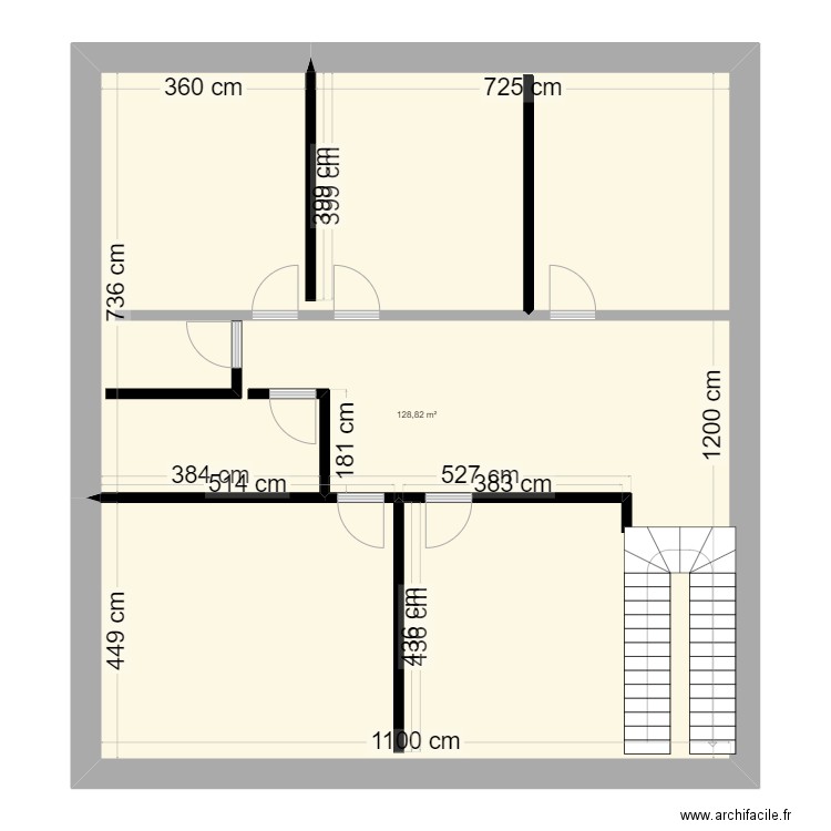 1er. Plan de 1 pièce et 129 m2