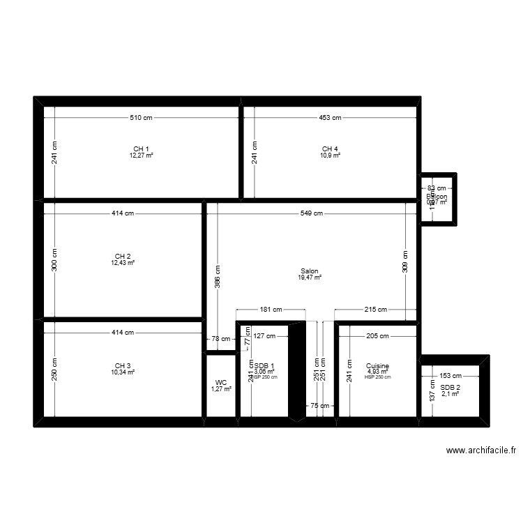 Projet paul santy. Plan de 10 pièces et 78 m2