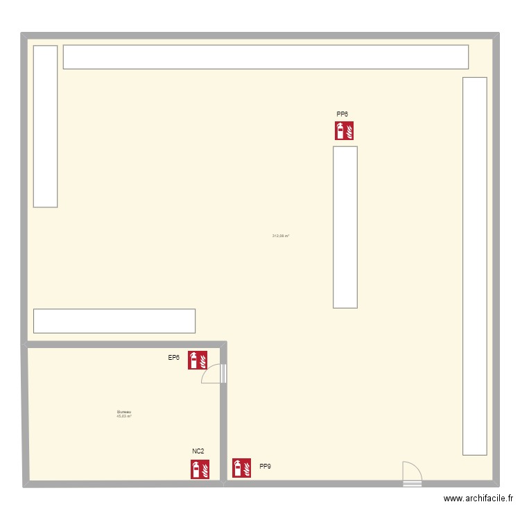 Livea sanitaire. Plan de 2 pièces et 357 m2