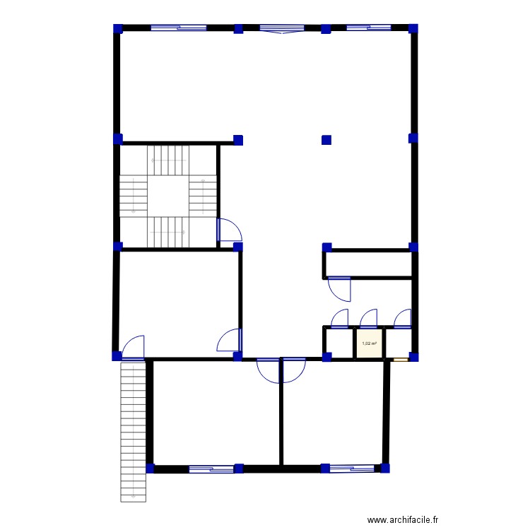 version2. Plan de 1 pièce et 1 m2