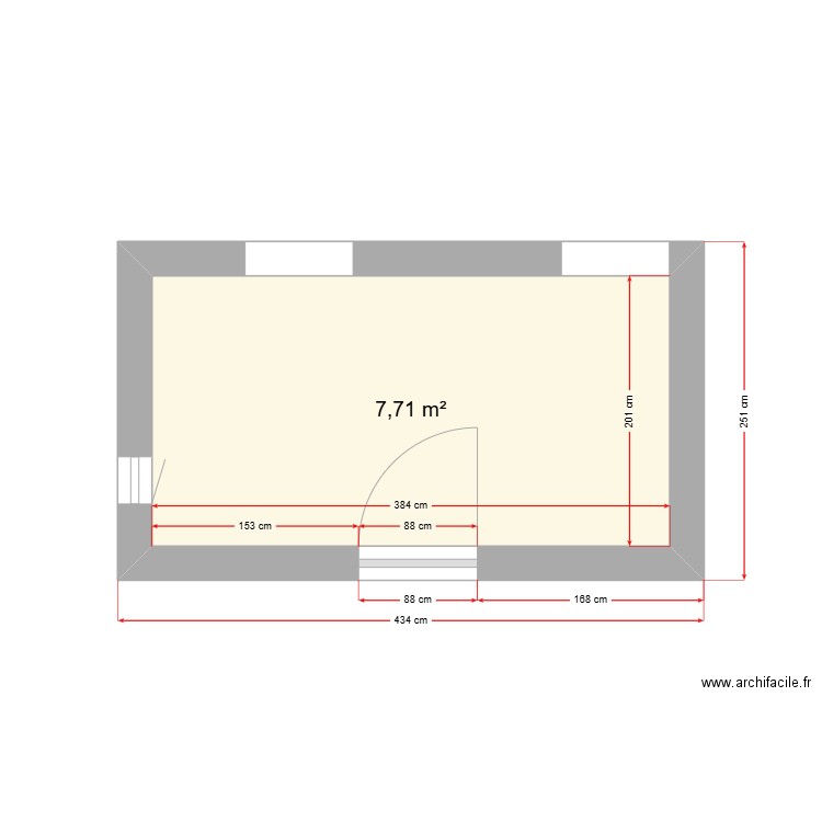 CUISINE PETIT STUDIO 2. Plan de 1 pièce et 8 m2