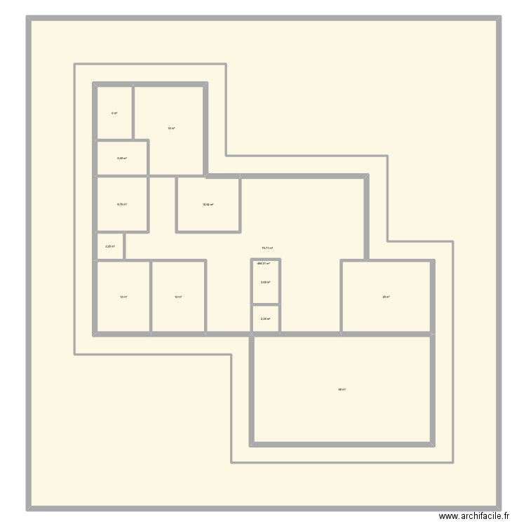 plan maison 1. Plan de 14 pièces et 958 m2