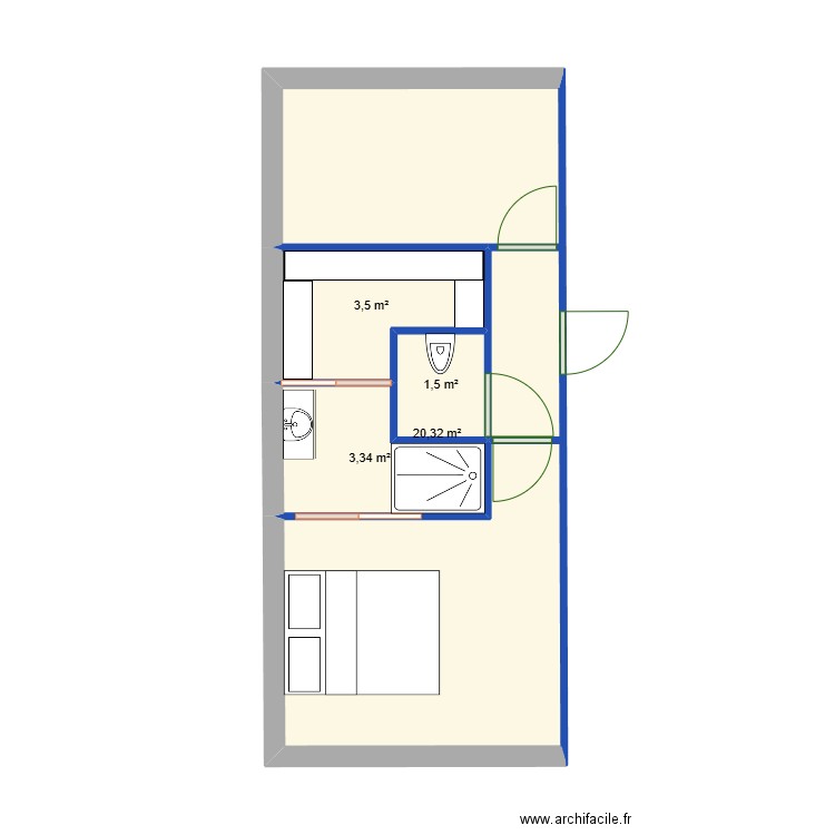 maison maman. Plan de 4 pièces et 29 m2