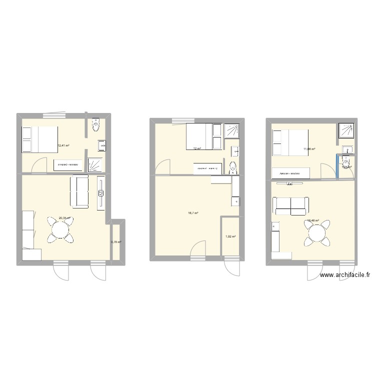 plan 1. Plan de 9 pièces et 95 m2