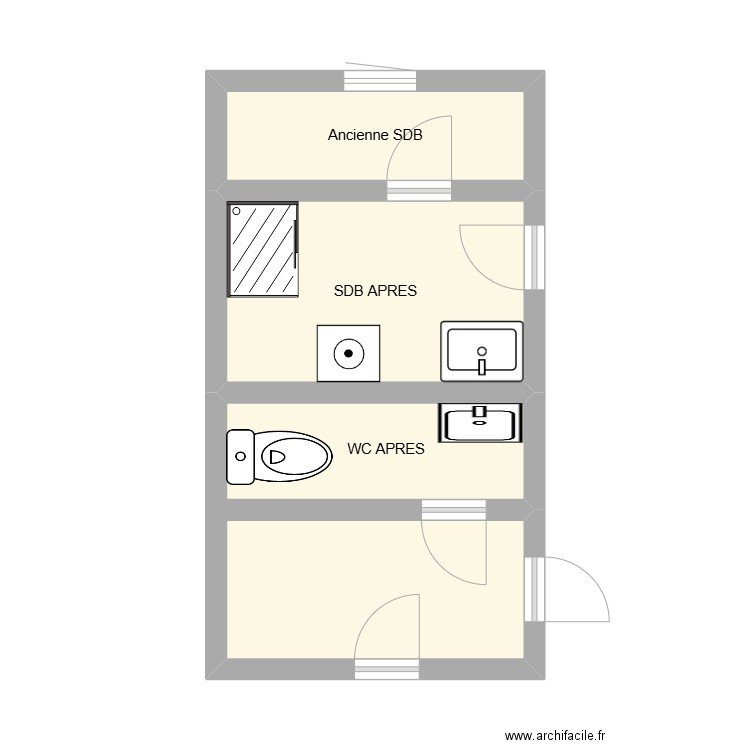 GENESLAY. Plan de 3 pièces et 23 m2