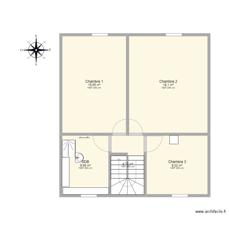 ETAGE suite maison 360 19.03. Plan de 5 pièces et 55 m2