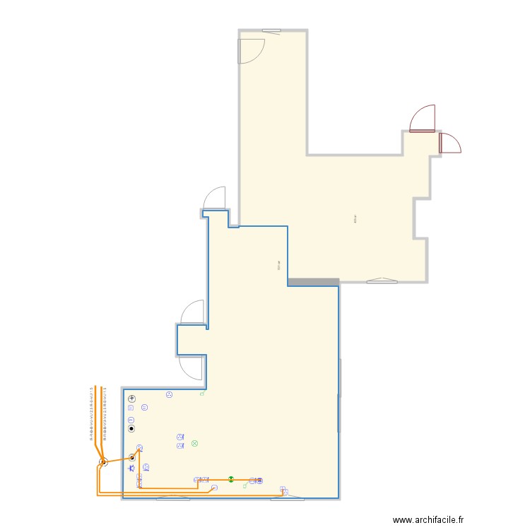 Cuisine Villevieux electricité. Plan de 2 pièces et 77 m2