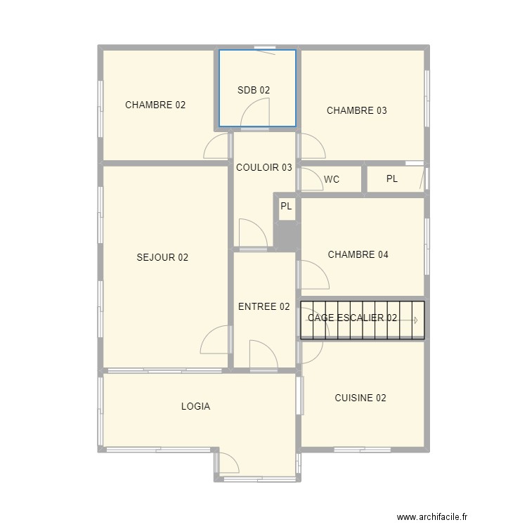 ETAGE GALICIAN. Plan de 14 pièces et 54 m2