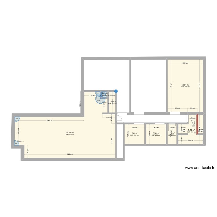 plan Cécile. Plan de 8 pièces et 53 m2