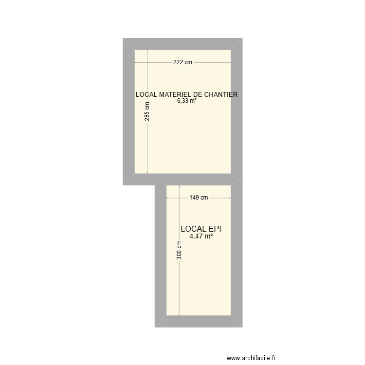 AMIANTE. Plan de 2 pièces et 11 m2