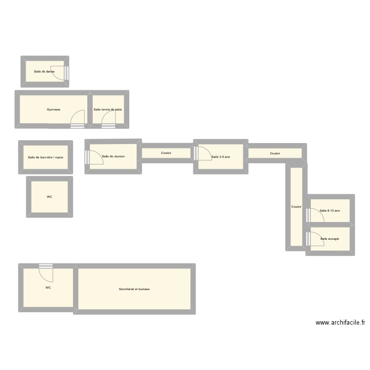 Structure FJEP. Plan de 14 pièces et 63 m2