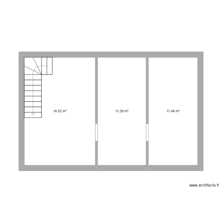 17 stade sol. Plan de 3 pièces et 39 m2