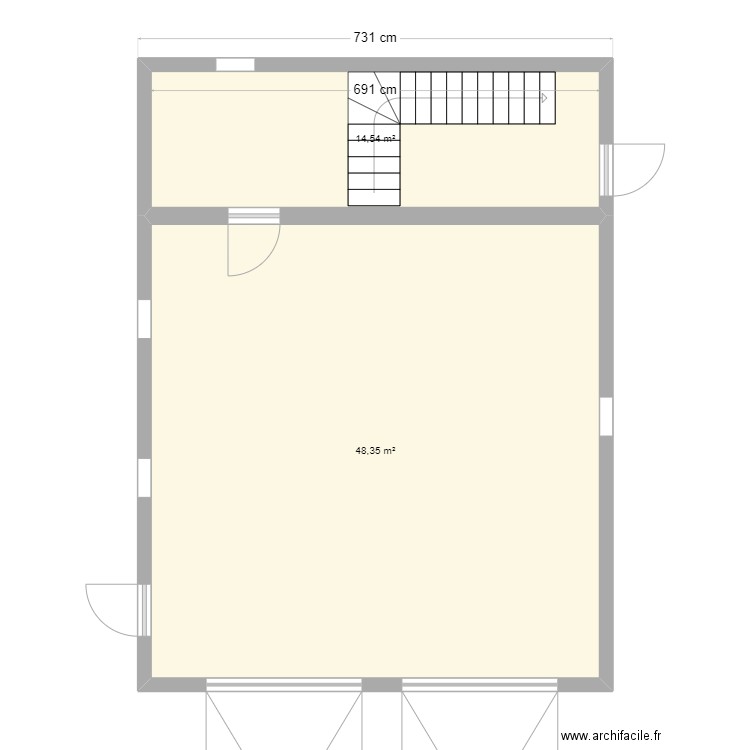 Plan garage 1er étage. Plan de 2 pièces et 63 m2