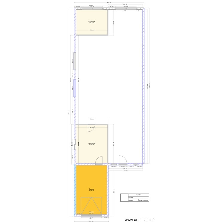 PROJET N°1 RDC. Plan de 3 pièces et 48 m2