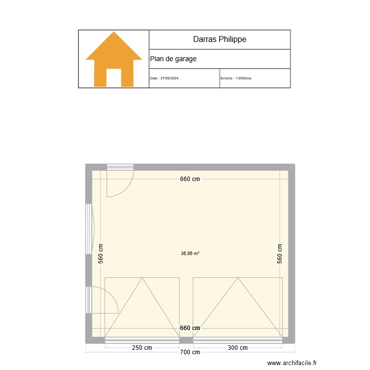 Darras Philippe. Plan de 1 pièce et 37 m2