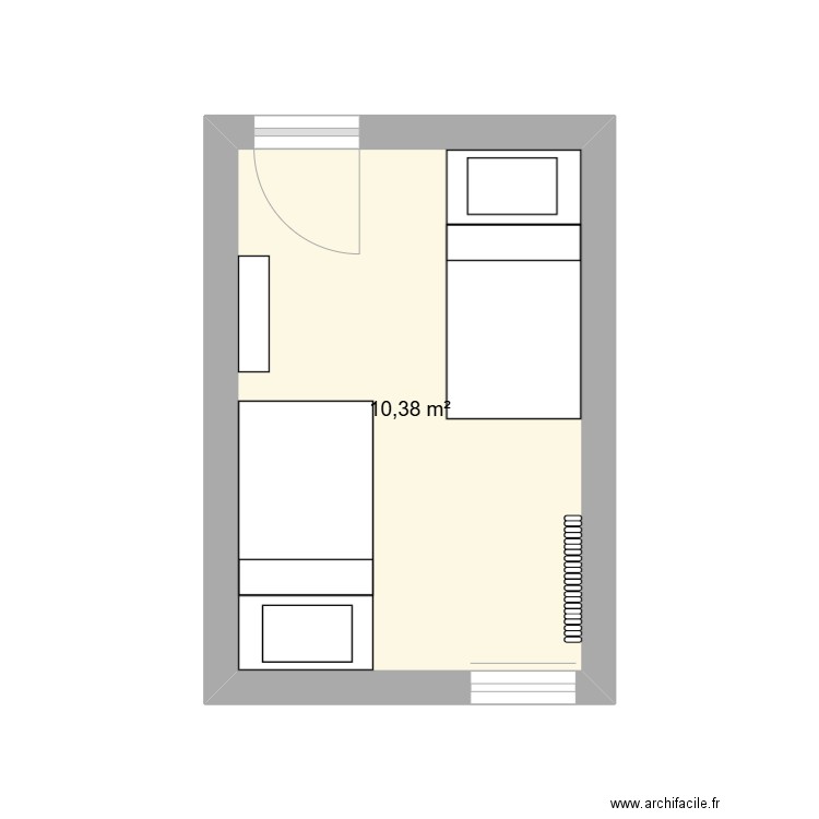 chambre enfant. Plan de 1 pièce et 10 m2