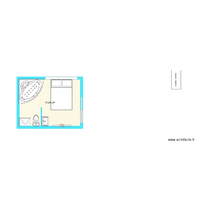 PIECE HAUTE MEZZANINE SPA. Plan de 1 pièce et 11 m2