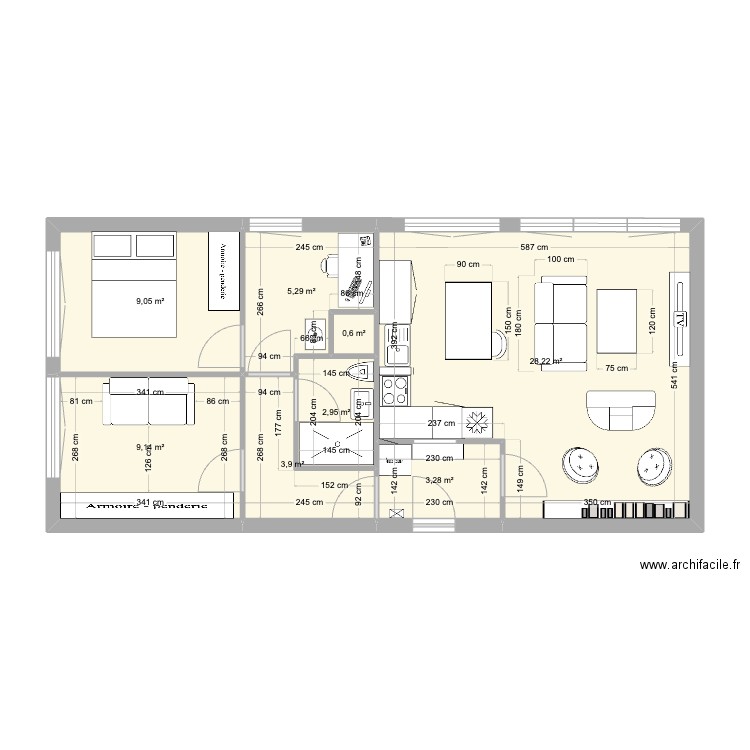 Pantin V4. Plan de 8 pièces et 62 m2