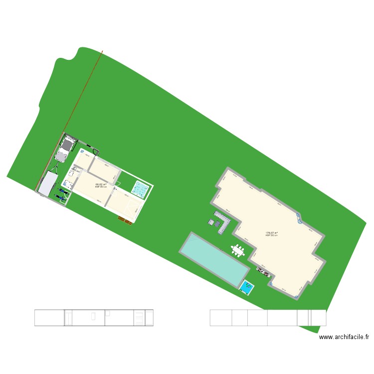 LB44 1. Plan de 2 pièces et 245 m2