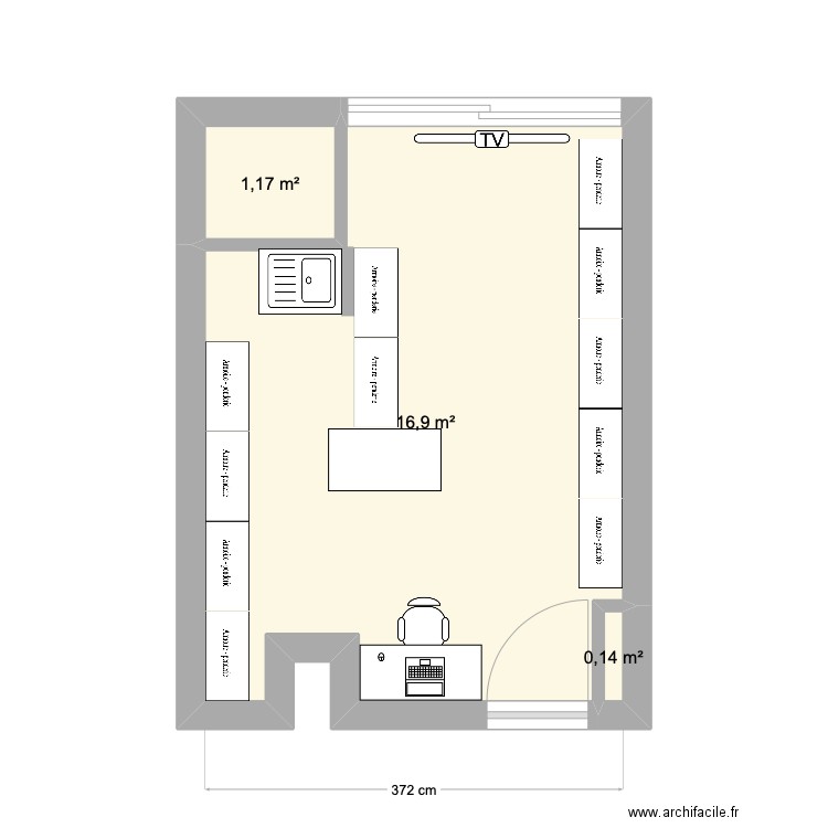 RESERVE BOUTIQUE. Plan de 3 pièces et 18 m2