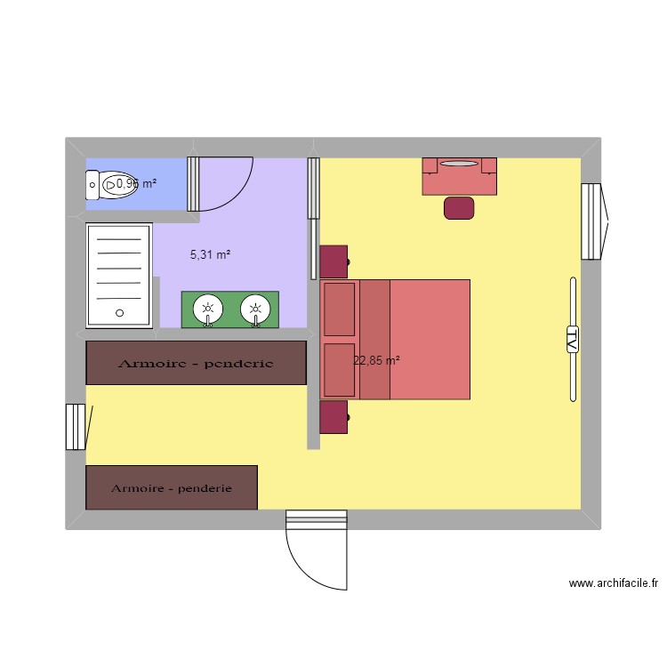 ext. Plan de 3 pièces et 29 m2