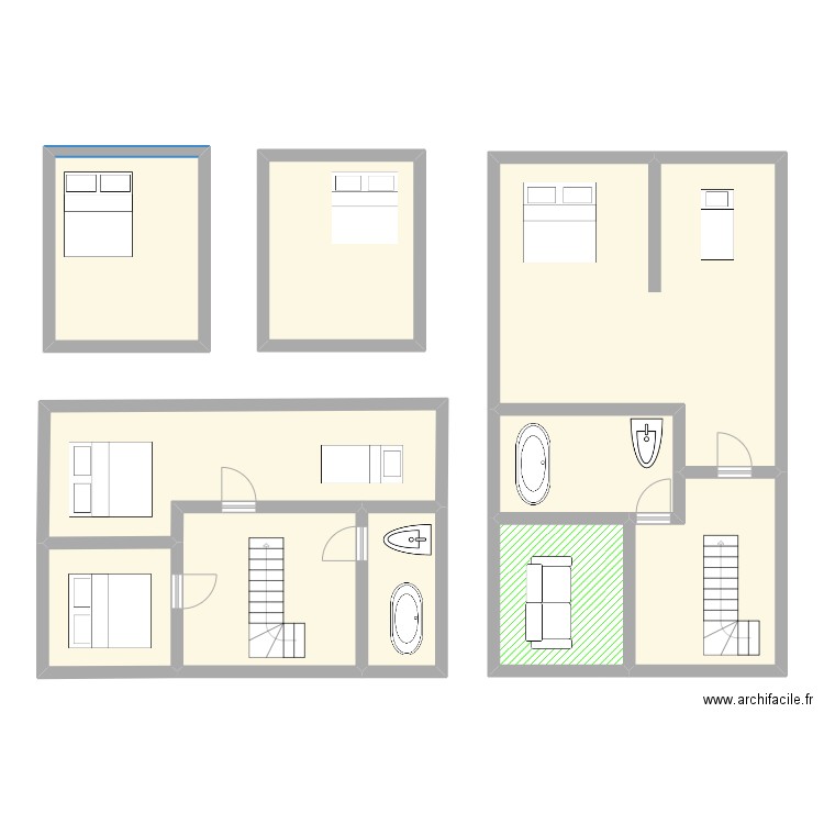 Maisons Fontaines + Berger + studios. Plan de 10 pièces et 151 m2