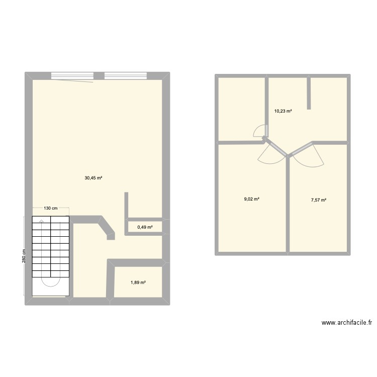 RISPAL COUR. Plan de 6 pièces et 60 m2