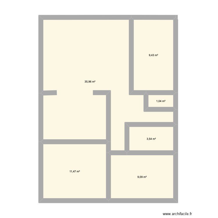 RP Rosier. Plan de 6 pièces et 71 m2